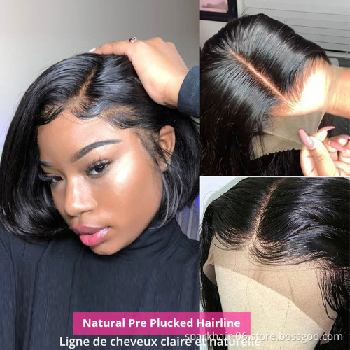 13x4 Cheap Short Bob Transparent Lace Human Hair Wig,T-Part 8-16inch Mink Brazilian Hair Wig,4x4Closure Bob Wigs For Black Women